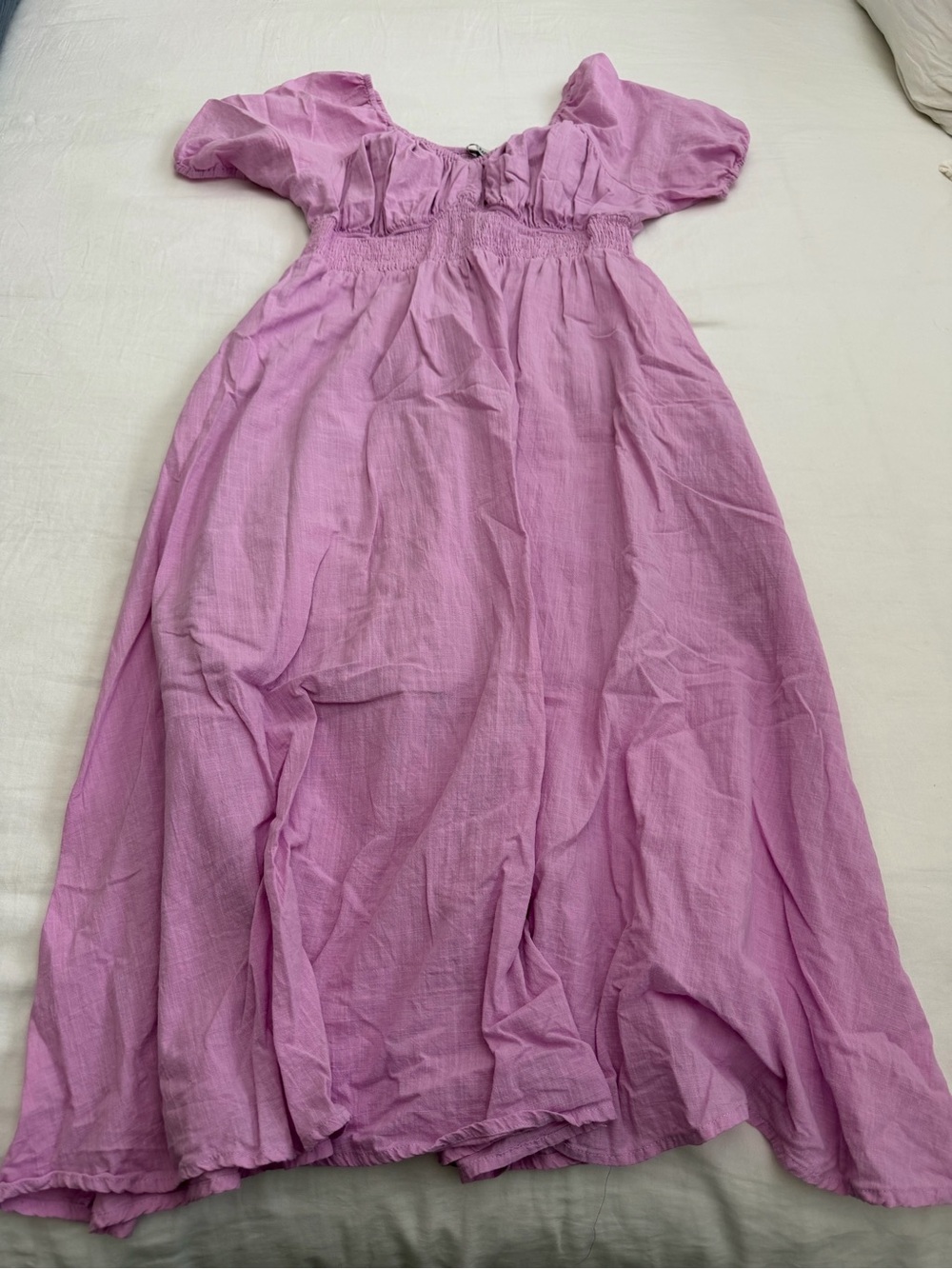 Grace Karin Lavender-Pink Puff Sleeve Maxi Dress
